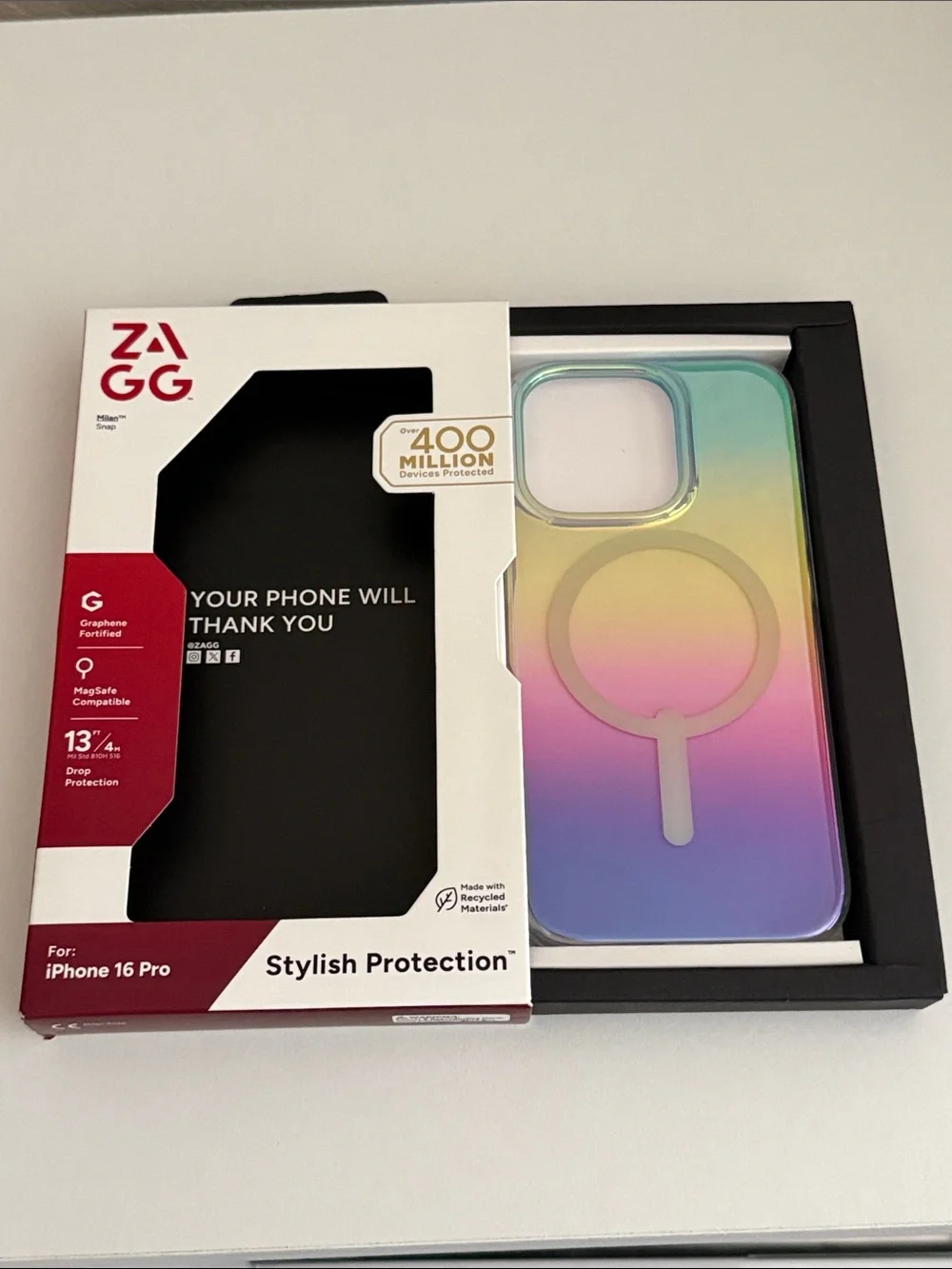ZAGG Milano Snap MagSafe Case for iPhone 16 Pro - Gradient Yellow/Pink/Blue